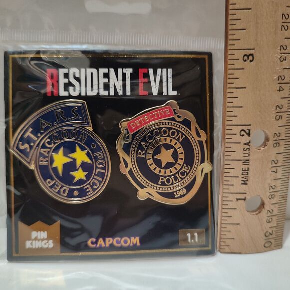 Resident Evil Racoon City Police Department Enamel Pins Official Badge Set Of 2 - Picture 2 of 2